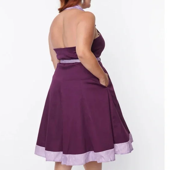Unique Vintage The Jetsons Jane Purple 60's Retro Halter Pinup Swing Dress 1X 16 - Picture 10 of 16